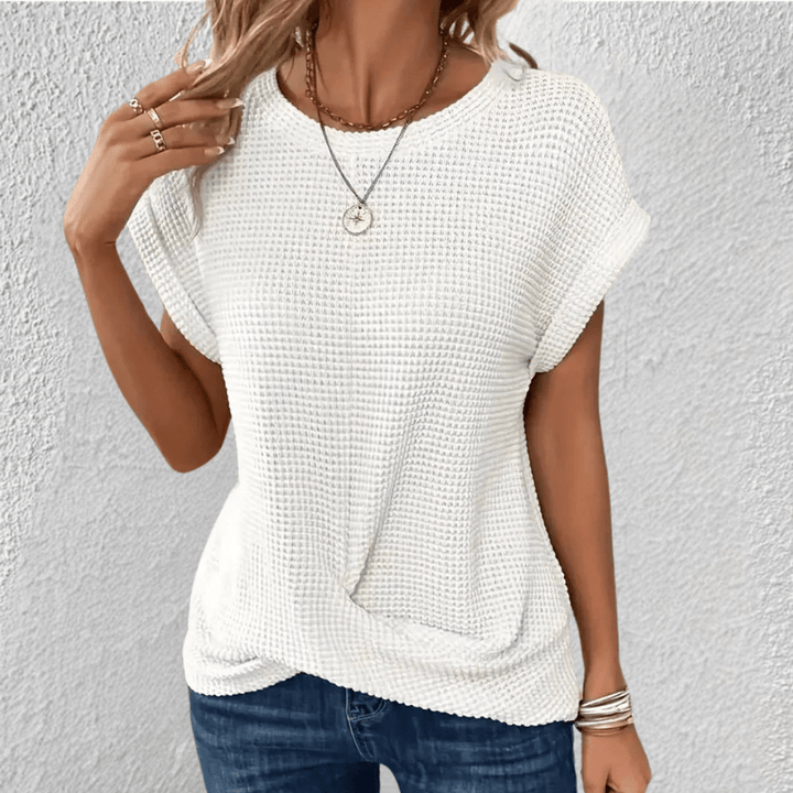 Camicetta Donna Maglia Nido dApe Scollo Rotondo