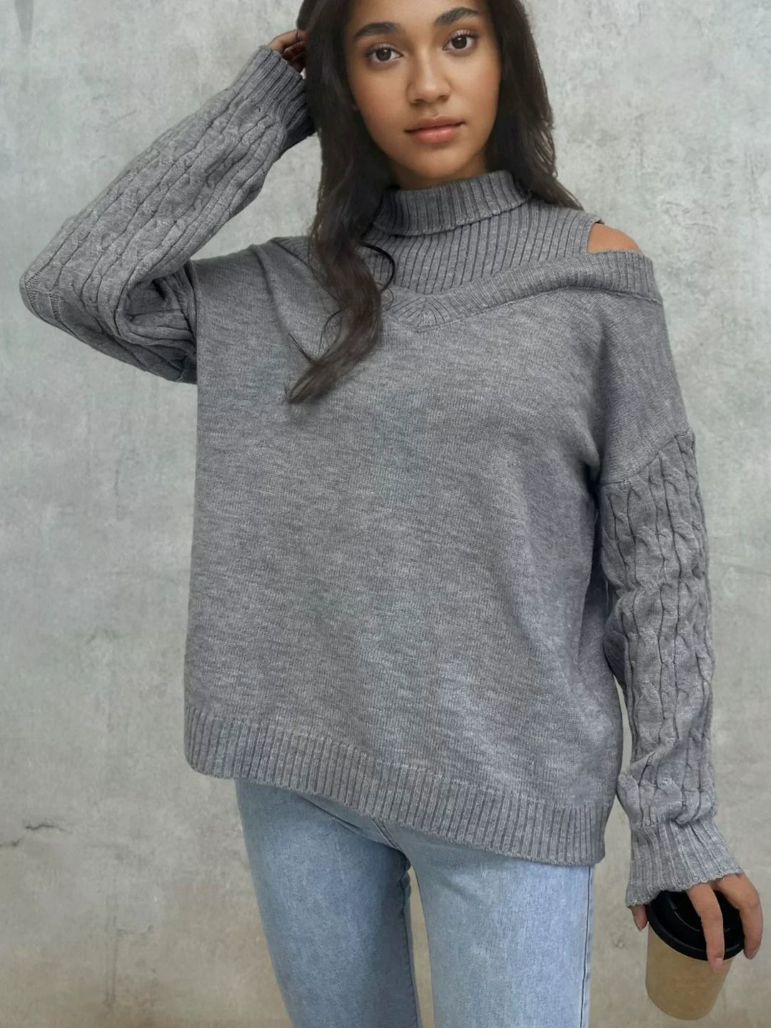 Maglione Donna a Coste Spalle Scoperte Vestibilità Comoda - Vesarelli