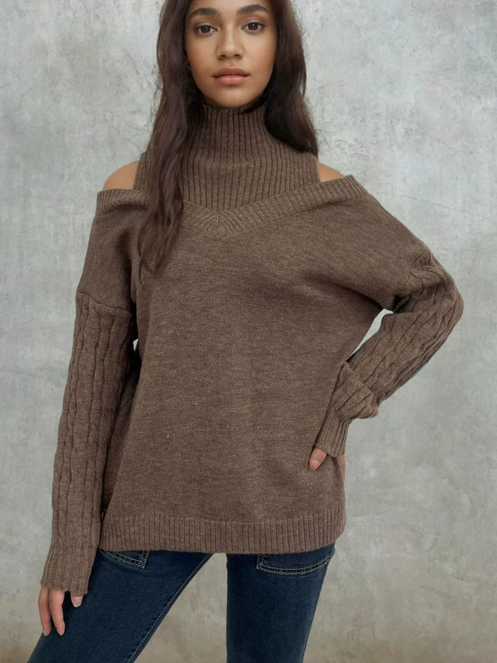 Maglione Donna a Coste Spalle Scoperte Vestibilità Comoda - Vesarelli