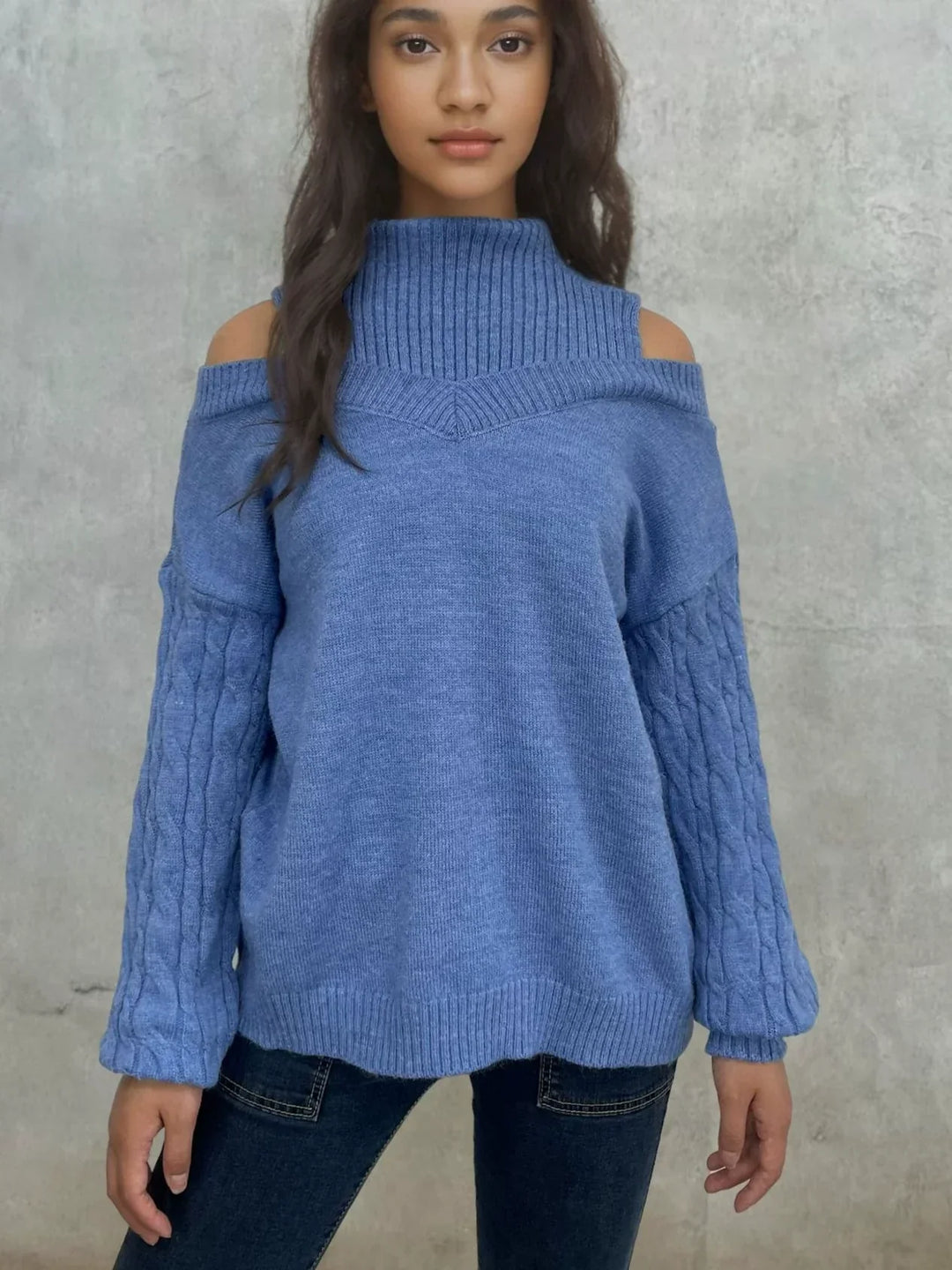 Maglione Donna a Coste Spalle Scoperte Vestibilità Comoda - Vesarelli