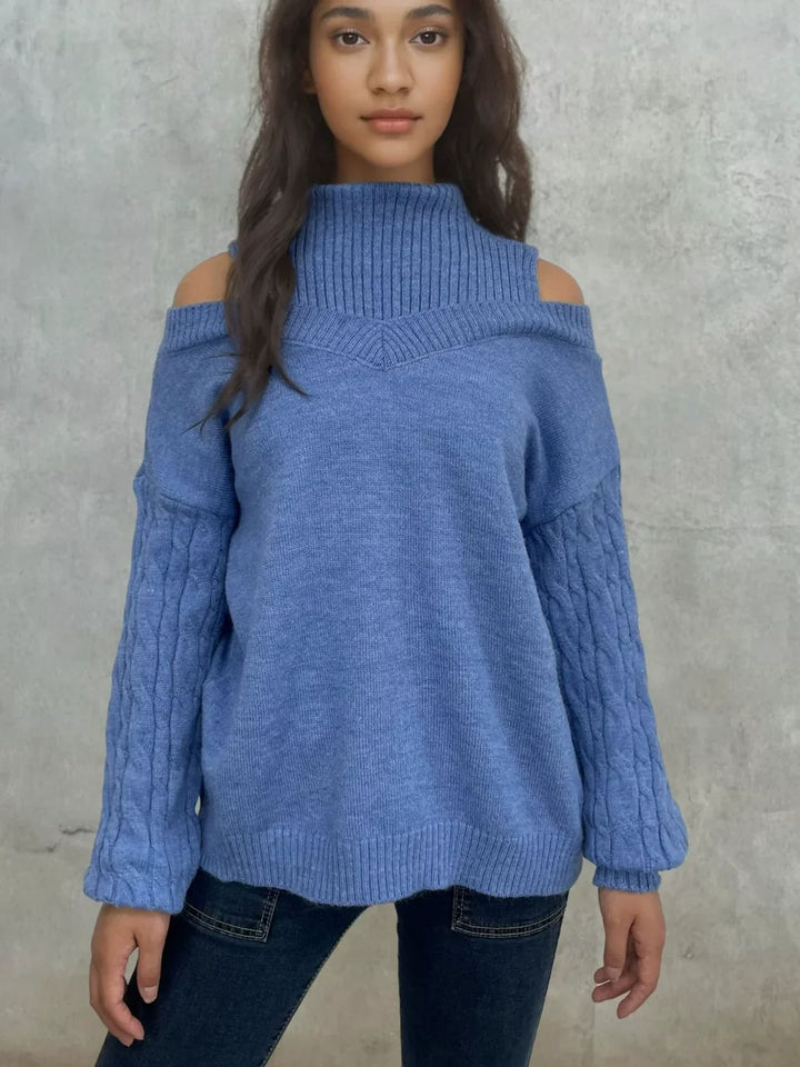 Maglione Donna a Coste Spalle Scoperte Vestibilità Comoda - Vesarelli