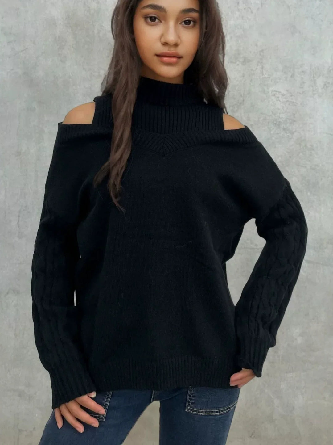 Maglione Donna a Coste Spalle Scoperte Vestibilità Comoda - Vesarelli