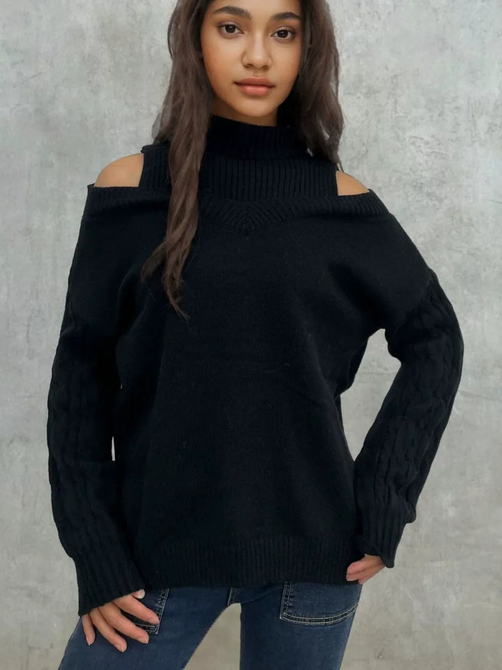 Maglione Donna a Coste Spalle Scoperte Vestibilità Comoda - Vesarelli