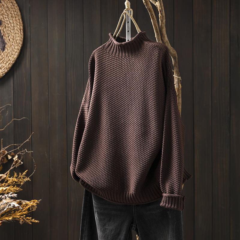 Maglione Donna Dolcevita Coste Lavorato a Maglia Morbido - Vesarelli