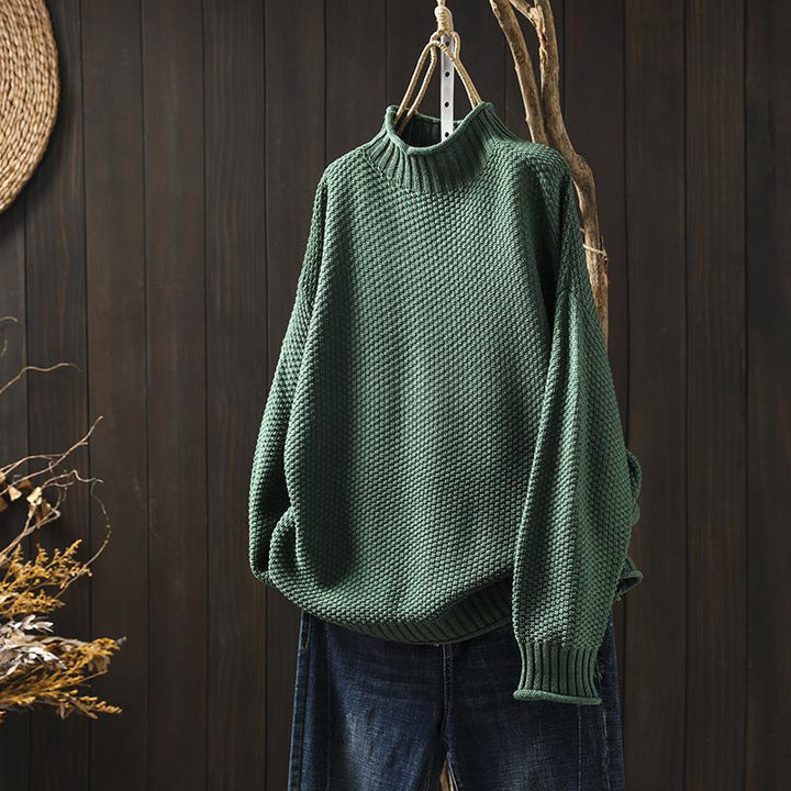 Maglione Donna Dolcevita Coste Lavorato a Maglia Morbido - Vesarelli