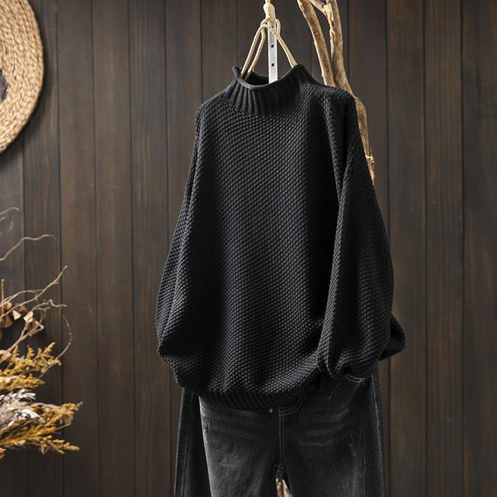 Maglione Donna Dolcevita Coste Lavorato a Maglia Morbido - Vesarelli