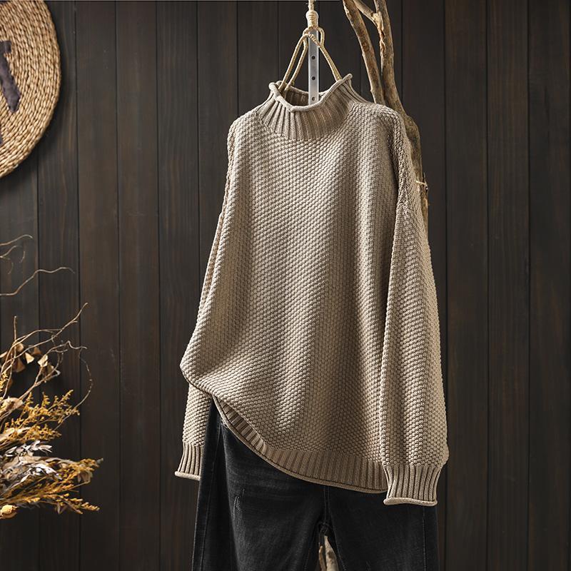Maglione Donna Dolcevita Coste Lavorato a Maglia Morbido - Vesarelli