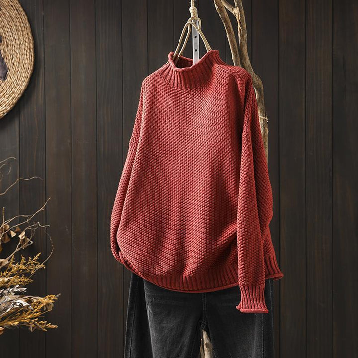Maglione Donna Dolcevita Coste Lavorato a Maglia Morbido - Vesarelli