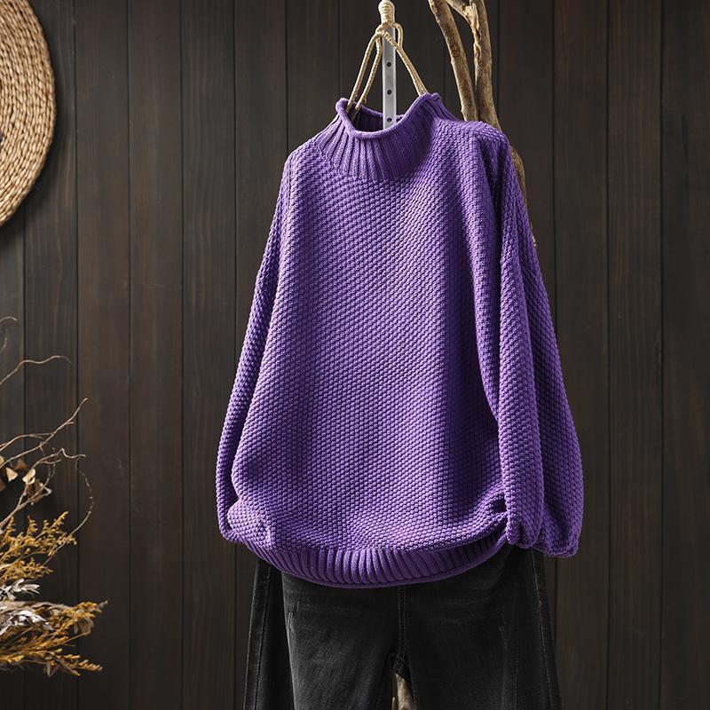 Maglione Donna Dolcevita Coste Lavorato a Maglia Morbido - Vesarelli