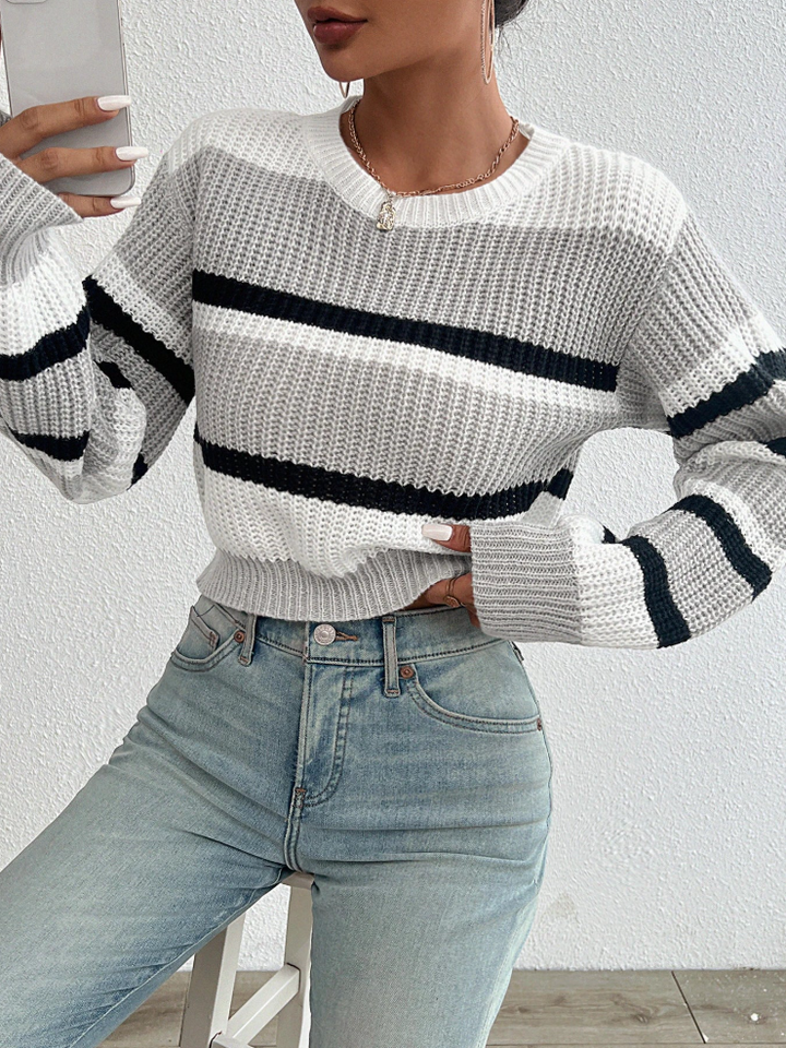 Maglione Donna in Maglia Morbida Casual a Righe - Vesarelli