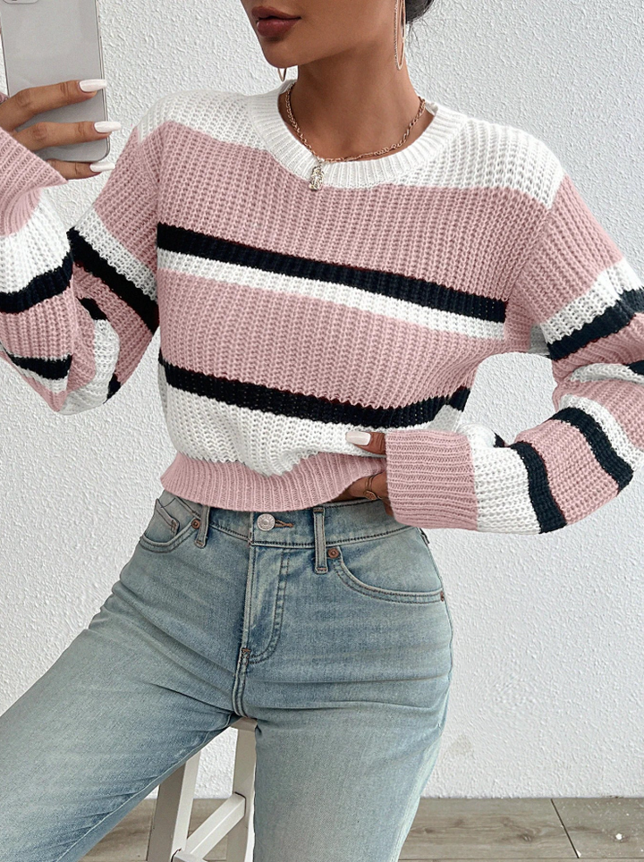 Maglione Donna in Maglia Morbida Casual a Righe - Vesarelli