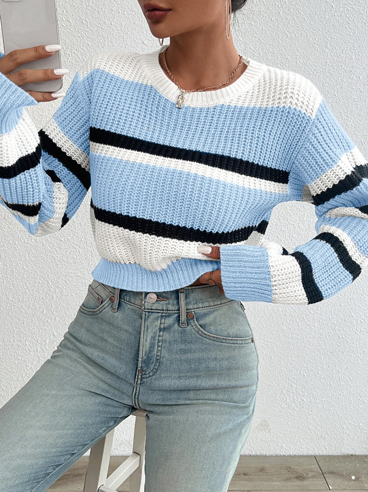 Maglione Donna in Maglia Morbida Casual a Righe - Vesarelli