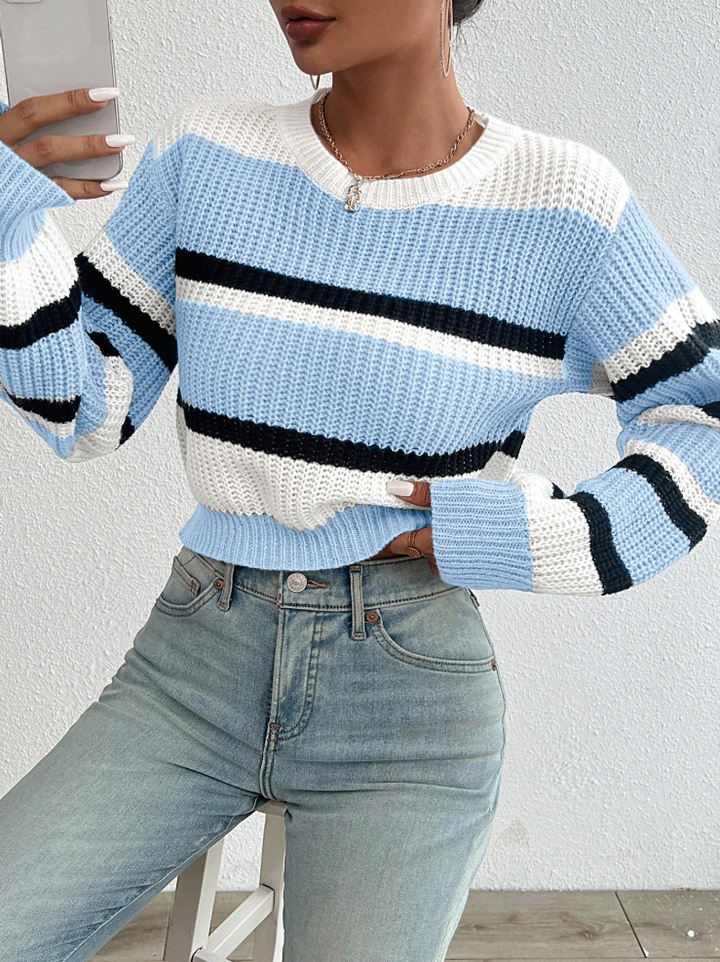 Maglione Donna in Maglia Morbida Casual a Righe - Vesarelli