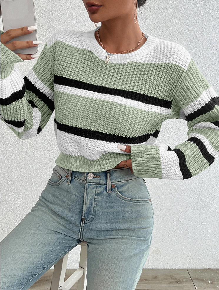 Maglione Donna in Maglia Morbida Casual a Righe - Vesarelli