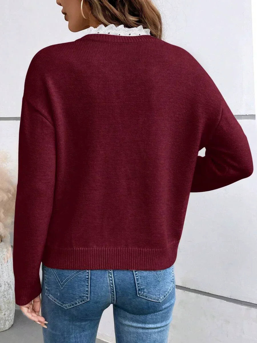 Maglione Donna Scollo a V Maniche Lunghe Casual - Vesarelli