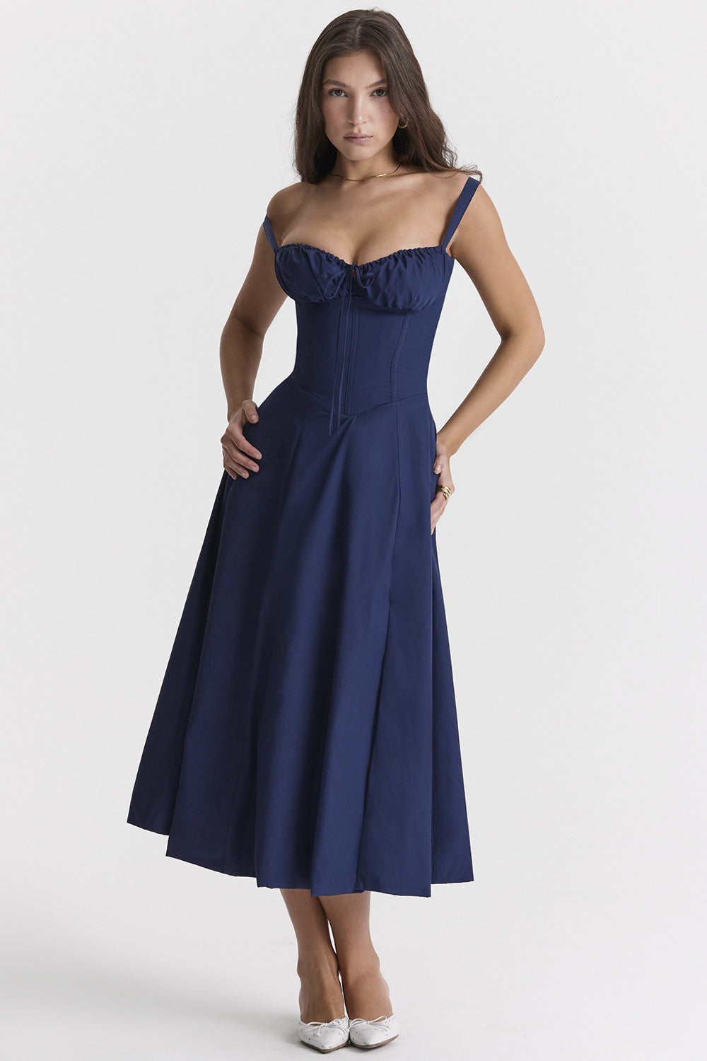 Abito Donna Vintage Autunnale con Corsetto Regolabile Elegante - Vesarelli