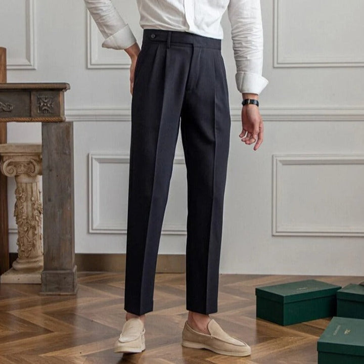 Pantalone Uomo Sartoriale Tessuto con Piega Gamba Dritta