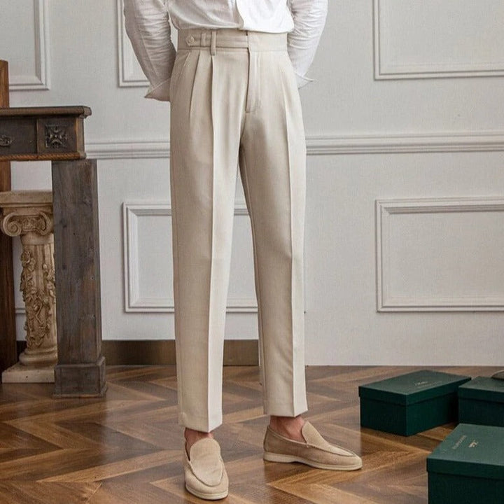Pantalone Uomo Sartoriale Tessuto con Piega Gamba Dritta