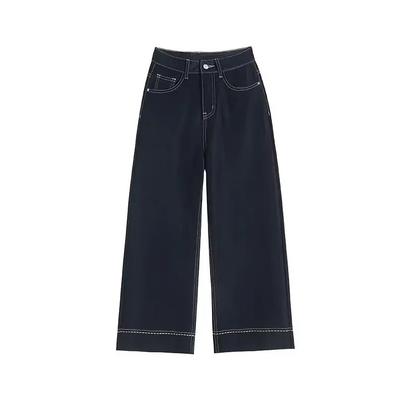 Jeans Uomo Denim Gamba Larga Cuciture a Contrasto - Vesarelli