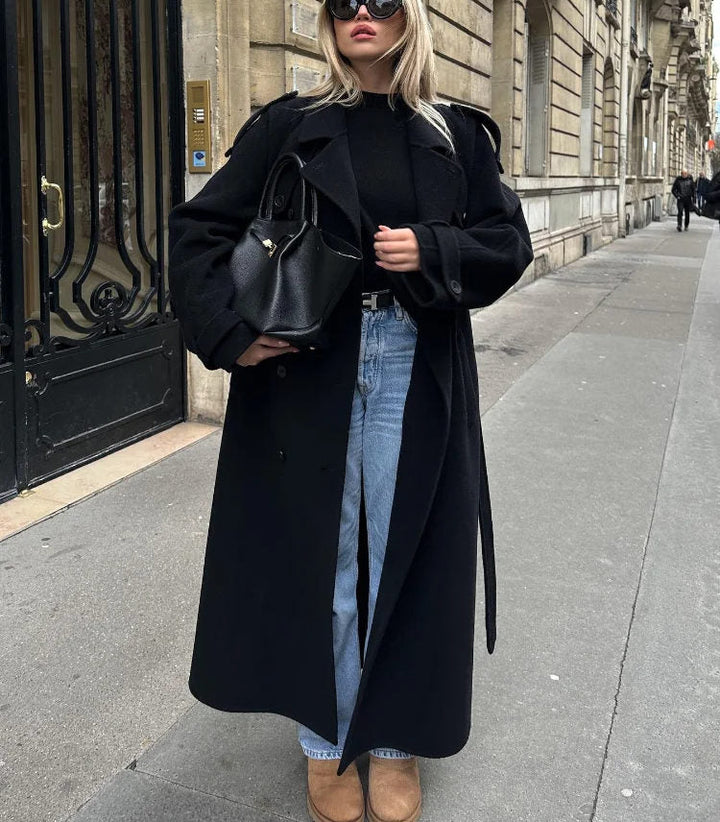 Cappotto Lungo Donna in Lana Caldo Stile Elegante