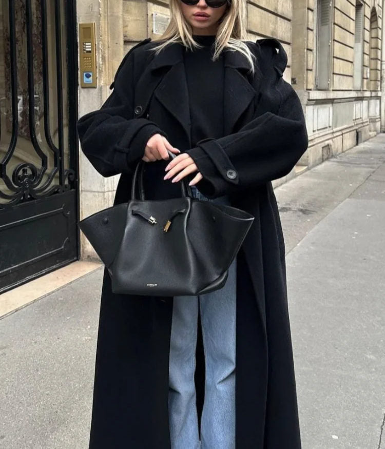 Cappotto Lungo Donna in Lana Caldo Stile Elegante