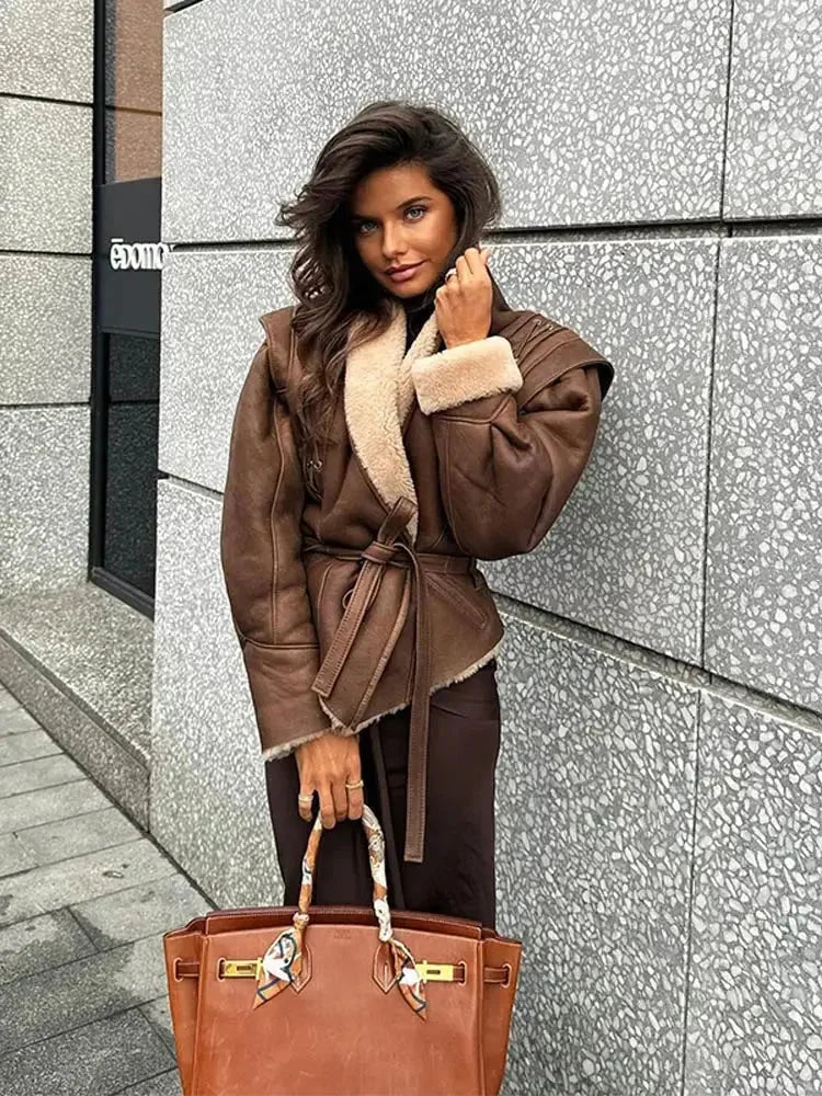 Giacca Donna in Shearling con Cintura - Vesarelli
