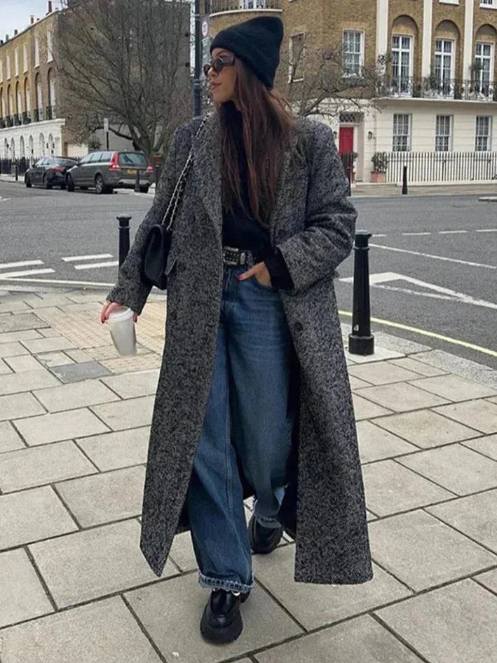 Cappotto Lungo Donna Maniche Lunghe Vestibilità Classica - Vesarelli