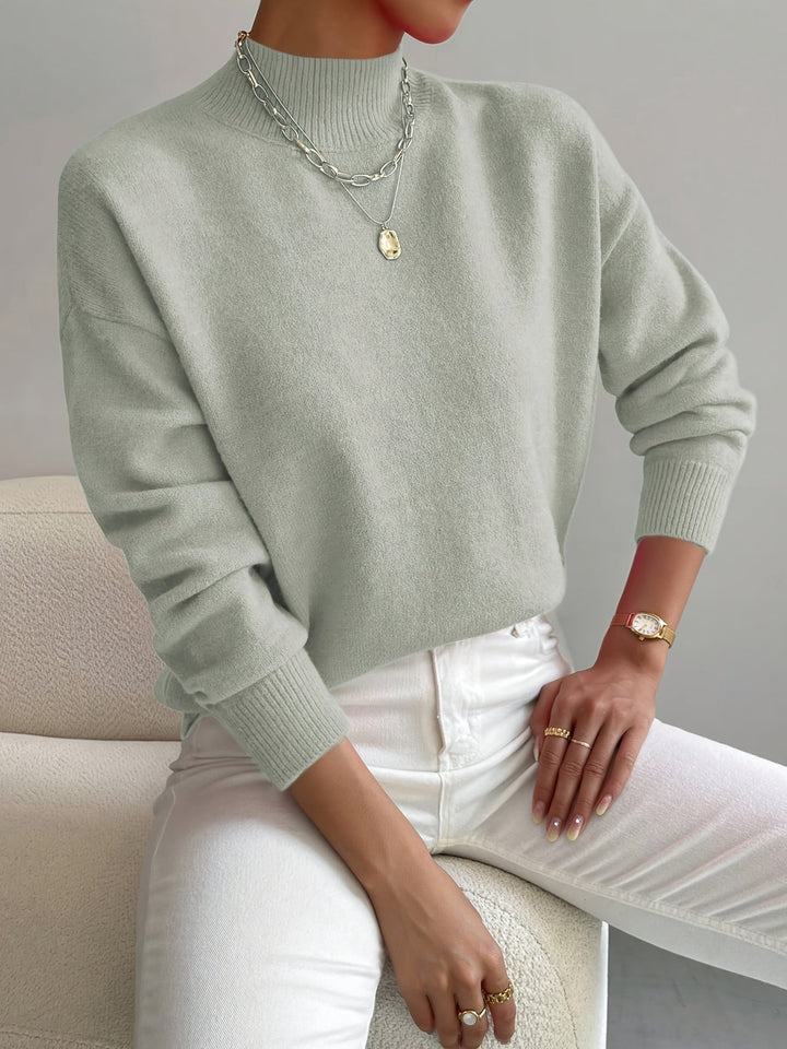 Maglione Donna Lavorato a Maglia Collo Alto Comodo Casual