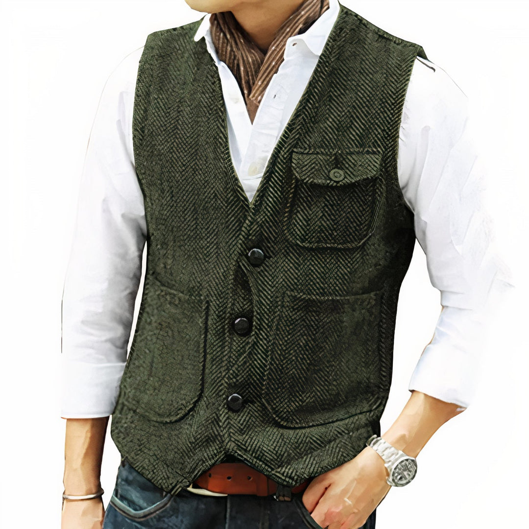 Gilet Uomo Tessuto Elegante Vestibilità