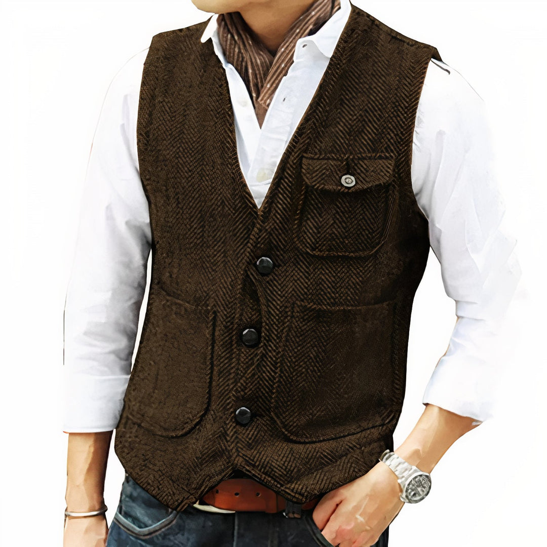 Gilet Uomo Tessuto Elegante Vestibilità