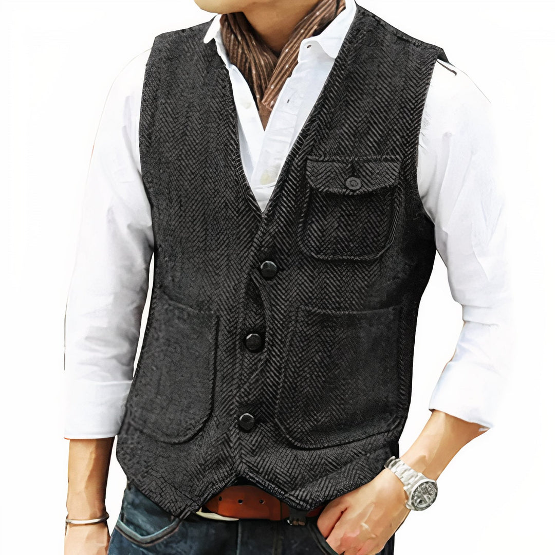 Gilet Uomo Tessuto Elegante Vestibilità