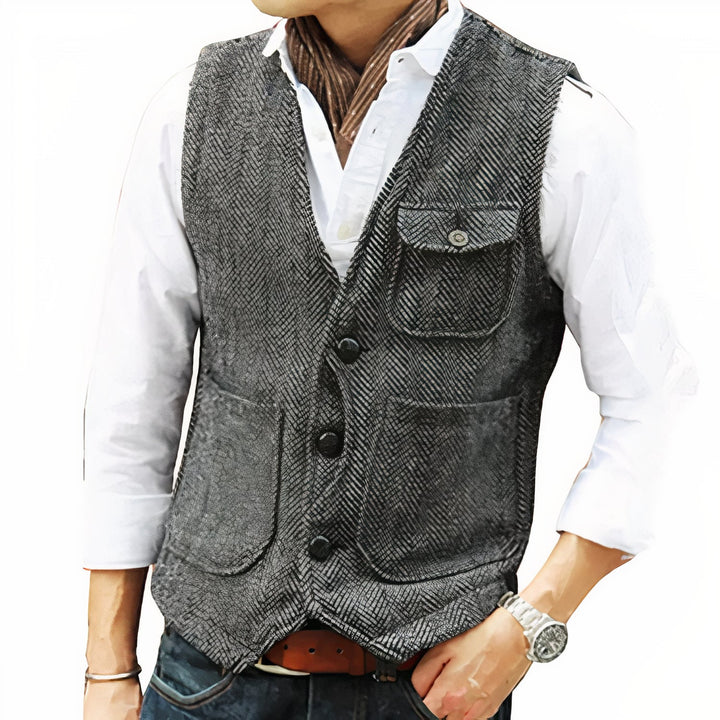 Gilet Uomo Tessuto Elegante Vestibilità