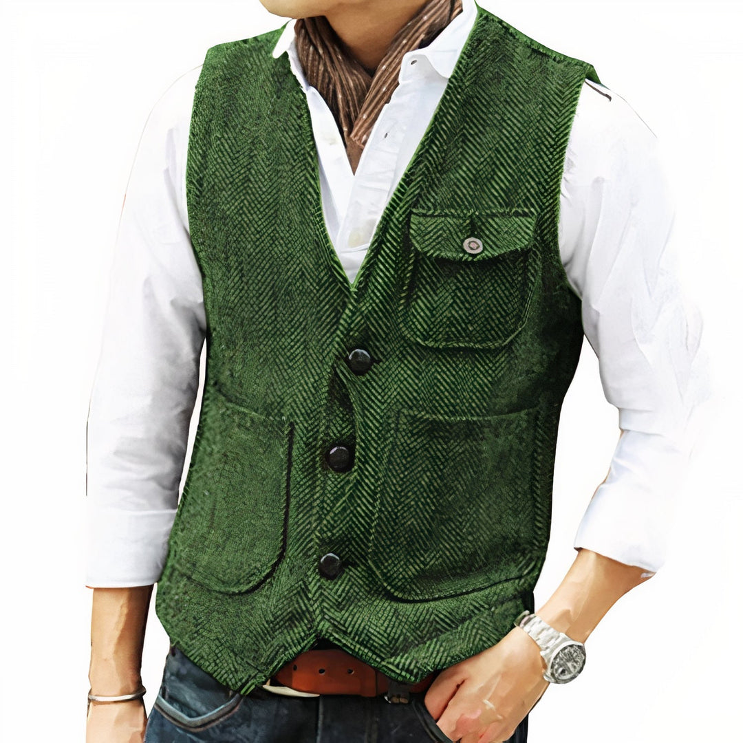 Gilet Uomo Tessuto Elegante Vestibilità