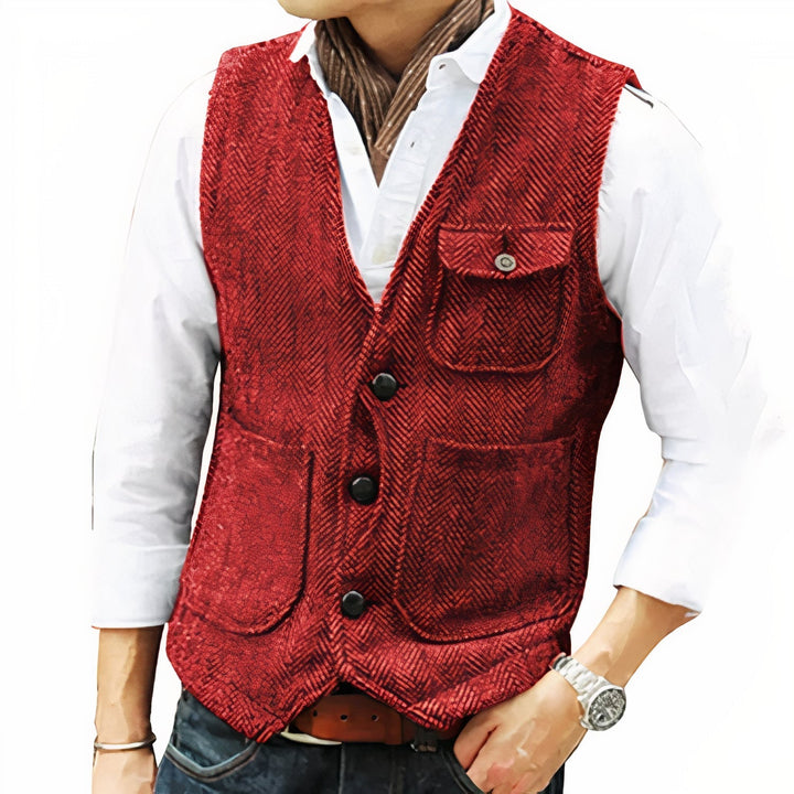 Gilet Uomo Tessuto Elegante Vestibilità