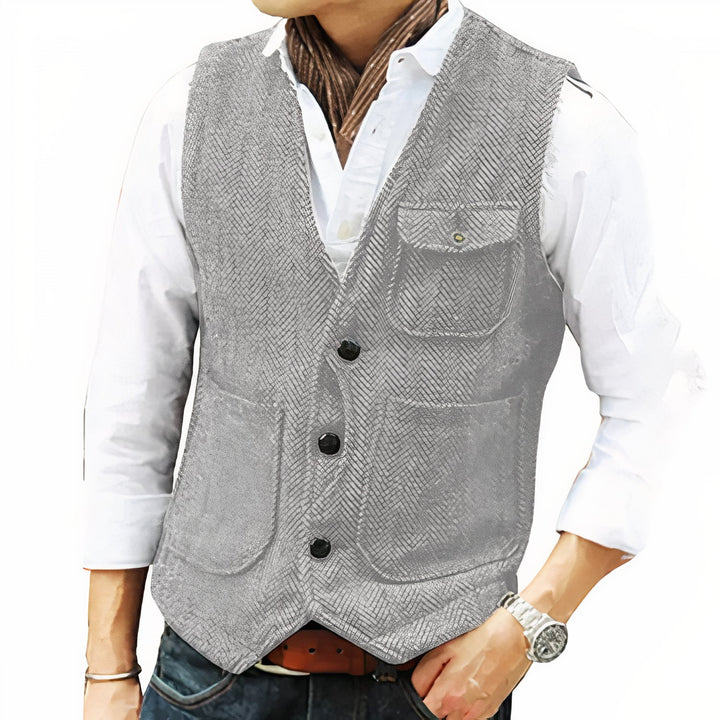 Gilet Uomo Tessuto Elegante Vestibilità