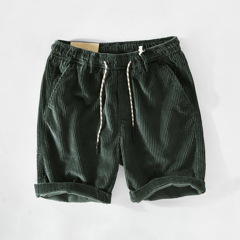 Pantaloncini Uomo in Velluto a Coste con Coulisse Orlo Risvoltato