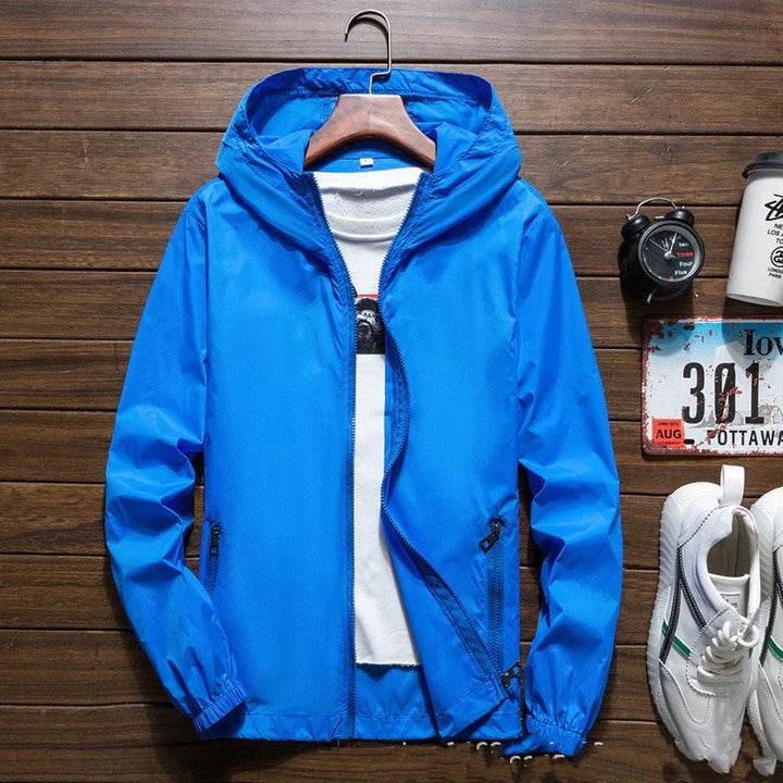Giacca Uomo Antivento Impermeabile Leggera con Cappuccio e Zip