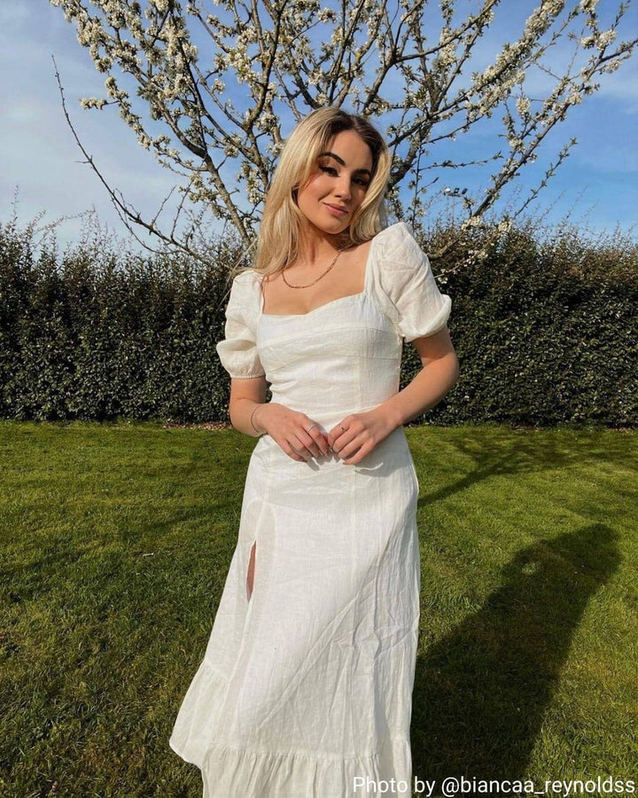 Abito Midi Donna in Lino Stile Elegante