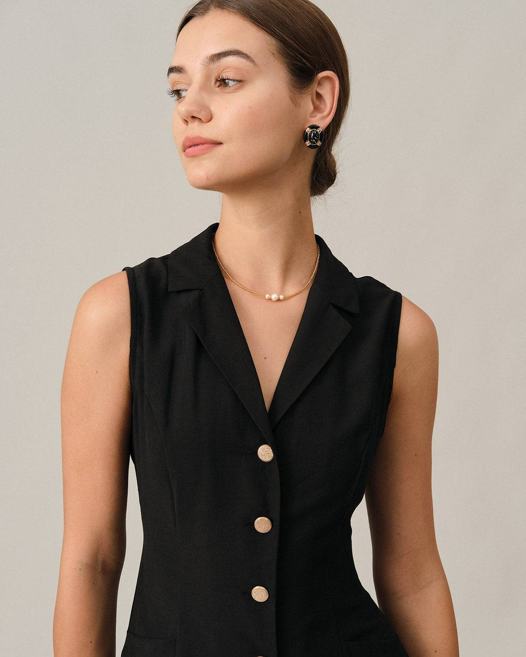 Abito Midi Donna Tunica Scollo a V Elegante Ufficio
