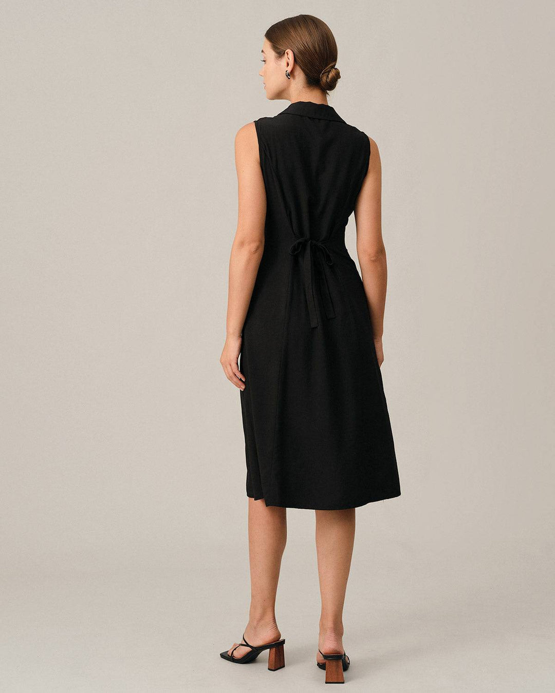 Abito Midi Donna Tunica Scollo a V Elegante Ufficio
