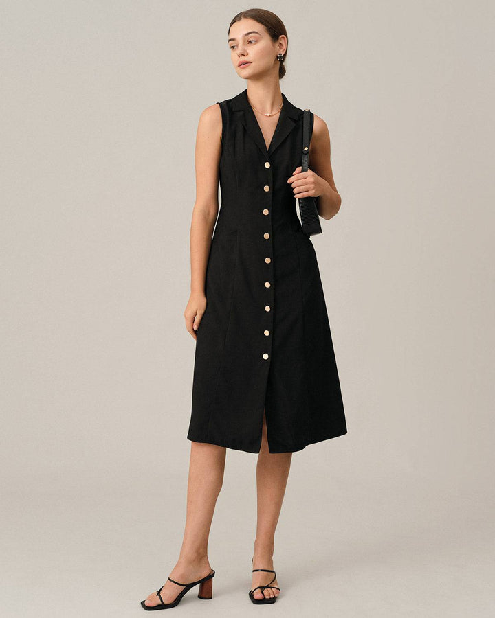 Abito Midi Donna Tunica Scollo a V Elegante Ufficio