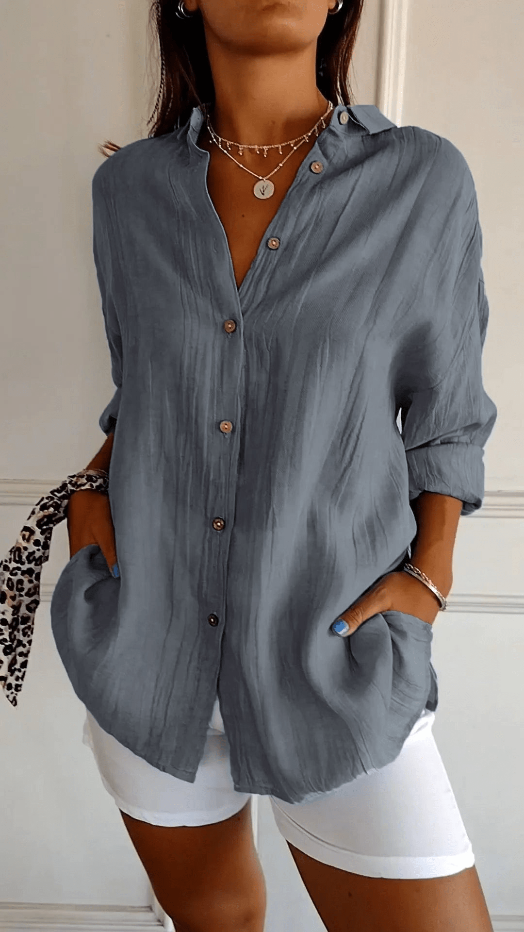 Camicia Donna Maniche Lunghe Slim Leggera Raffinata