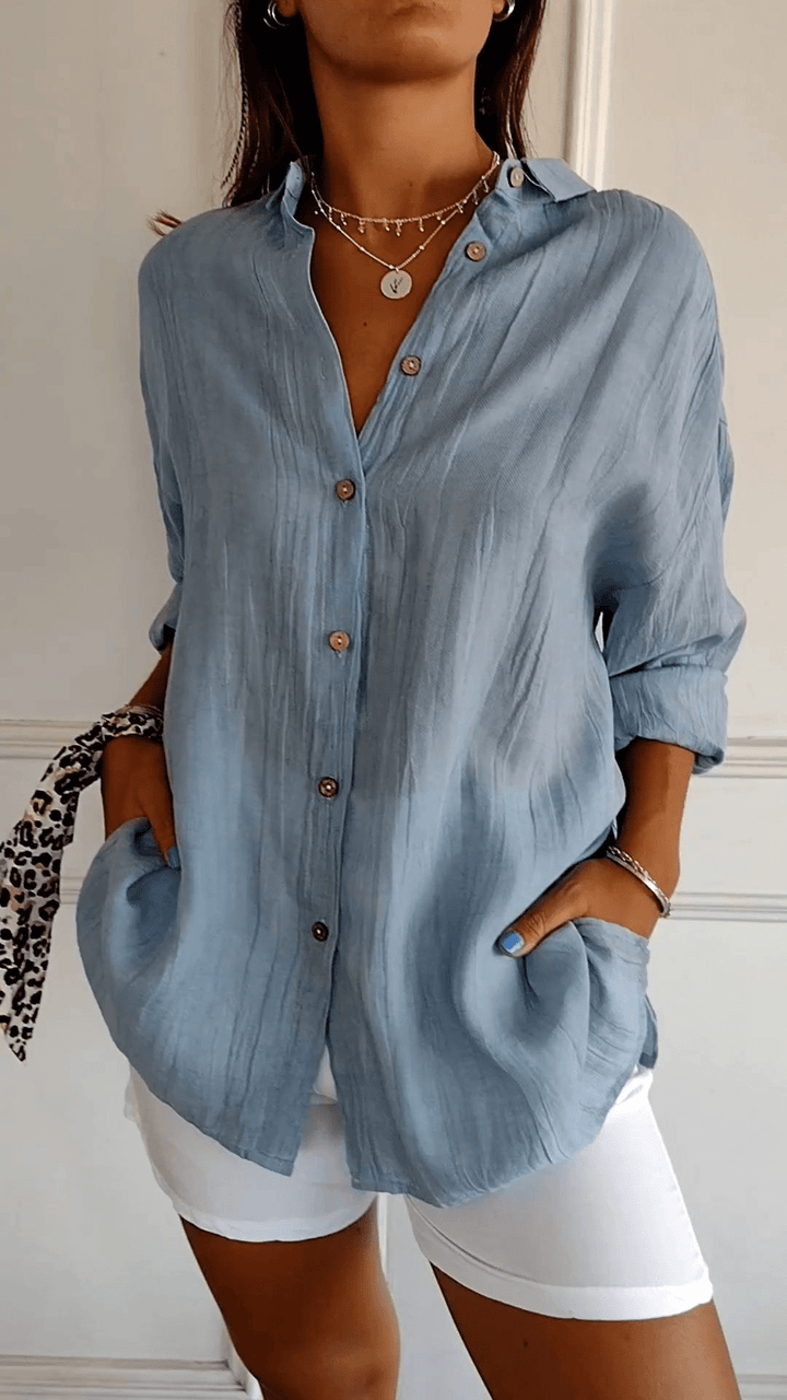 Camicia Donna Maniche Lunghe Slim Leggera Raffinata - Vesarelli
