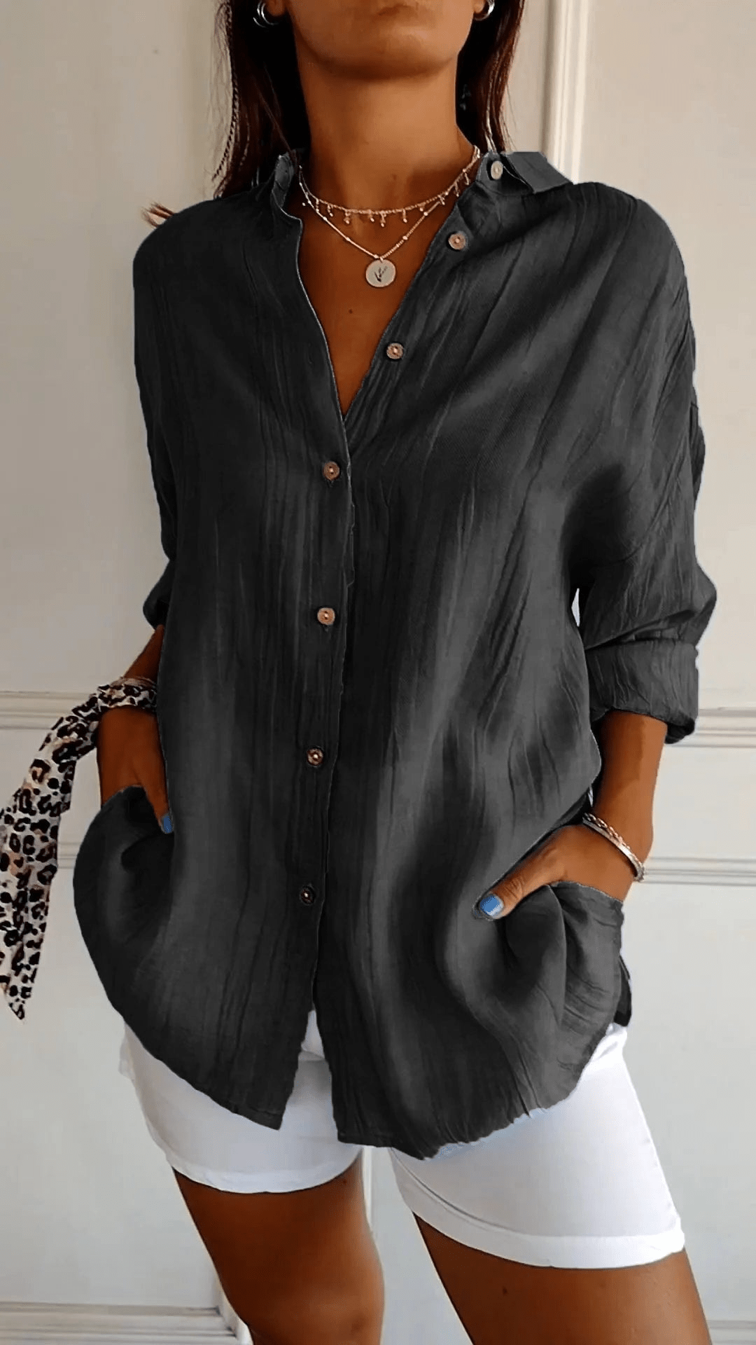 Camicia Donna Maniche Lunghe Slim Leggera Raffinata