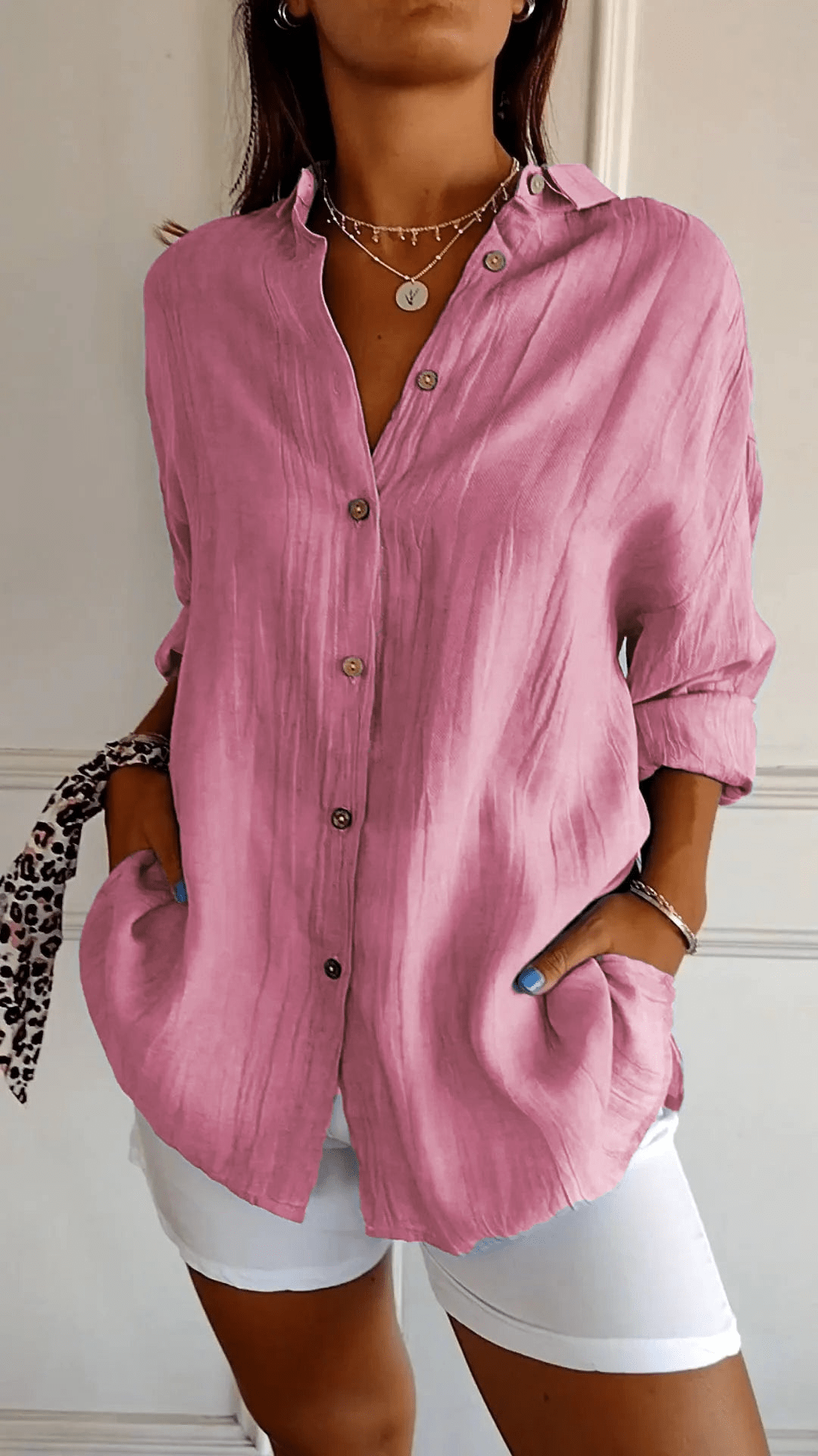 Camicia Donna Maniche Lunghe Slim Leggera Raffinata