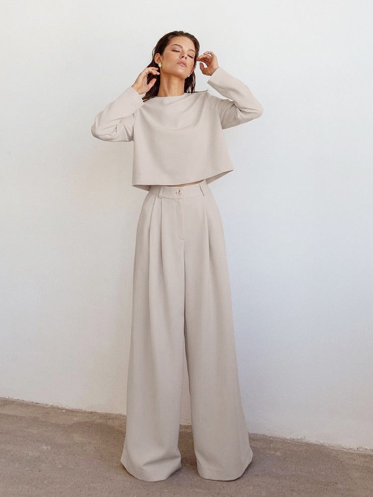Pantaloni Palazzo Donna Tessuto Elegante Taglio Classico