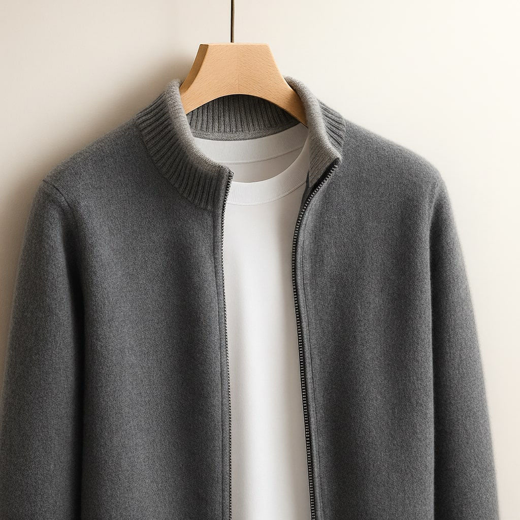 Pullover Uomo con Zip Tessuto Morbido Vestibilità Comoda
