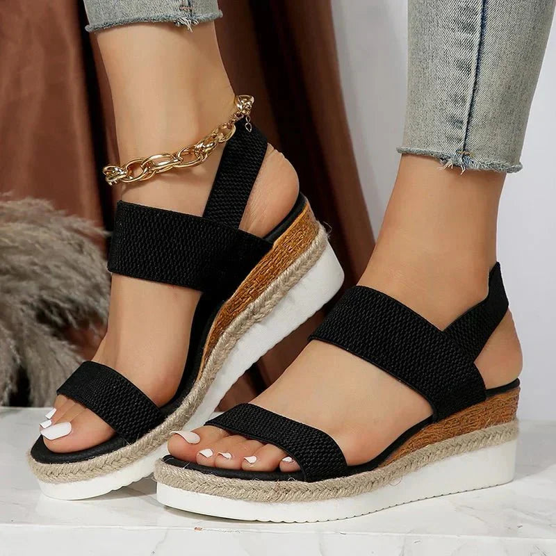 Sandali Donna Zeppa Cinturino Elasticizzato