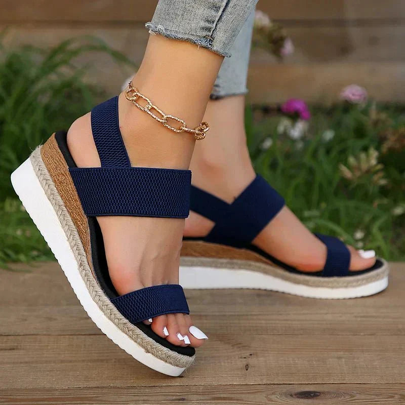 Sandali Donna Zeppa Cinturino Elasticizzato