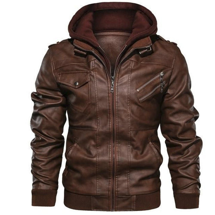 Giacca Biker Uomo con Zip Cappuccio Integrato Casual